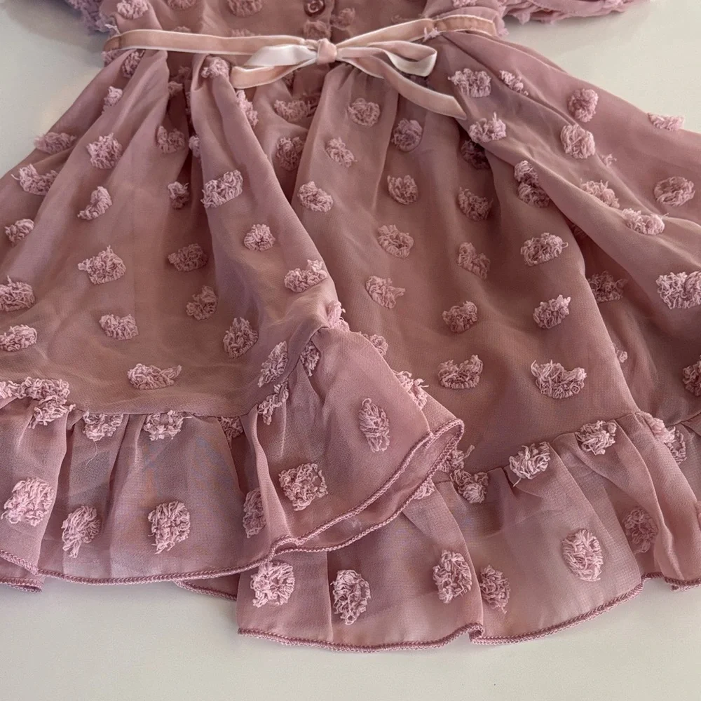 Zunie Toddler Pink/Purple Occasion Polka Dot Dress